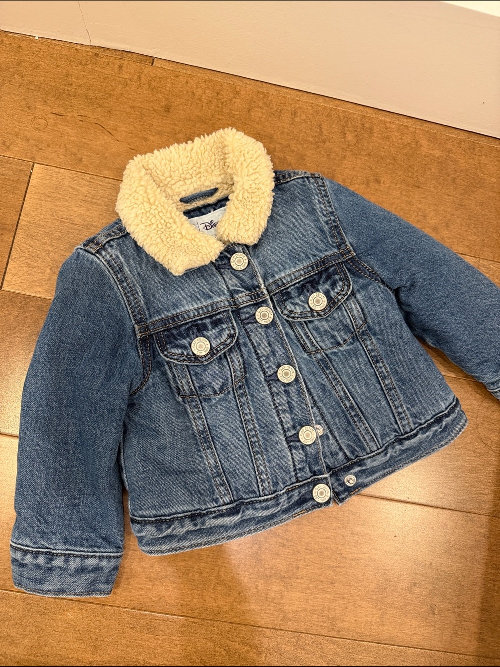 Disney Kids Cream Sherpa Collar Denim Jacket - Blue